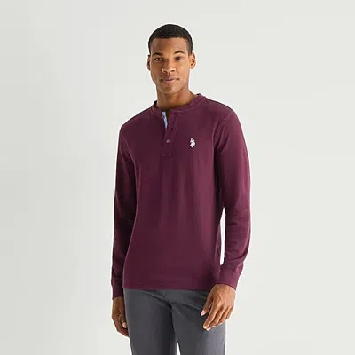 Uspa U.s. Polo Assn. Henley Mens Crew Neck Long Sleeve Embroidered Regular Fit Thermal Top In Red