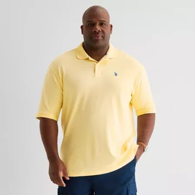 Uspa U.s. Polo Assn. Interlock Big And Tall Mens Classic Fit Short Sleeve Polo Shirt In Yellow