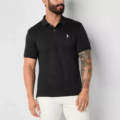 Uspa U.s. Polo Assn. Interlock Mens Classic Fit Short Sleeve Polo Shirt In Black