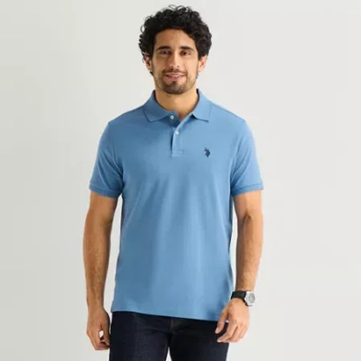 Uspa U.s. Polo Assn. Interlock Mens Classic Fit Short Sleeve Polo Shirt In Blue