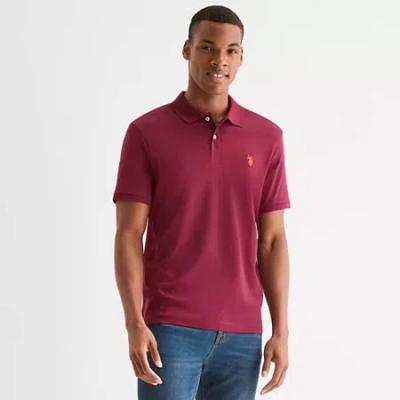 Uspa U.s. Polo Assn. Interlock Mens Classic Fit Short Sleeve Polo Shirt In Red