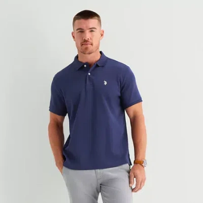 Uspa U.s. Polo Assn. Interlock Pique Mens Classic Fit Short Sleeve Polo Shirt In Blue