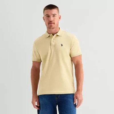 Uspa U.s. Polo Assn. Interlock Pique Mens Classic Fit Short Sleeve Polo Shirt In Yellow
