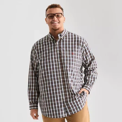 Uspa U.s. Polo Assn. Mens Long Sleeve Classic Fit Stretch Fabric Embroidered Big And Tall Button-down Shi In Brown