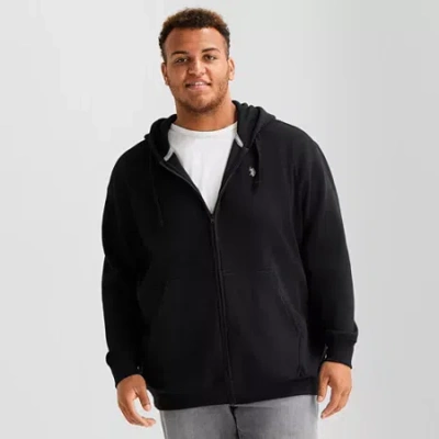 Uspa U.s. Polo Assn. Mens Long Sleeve Embroidered Fleece Zipper Big And Tall Hoodie In Black