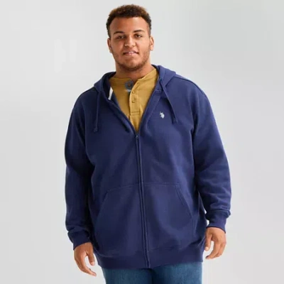 Uspa U.s. Polo Assn. Mens Long Sleeve Embroidered Fleece Zipper Big And Tall Hoodie In Blue