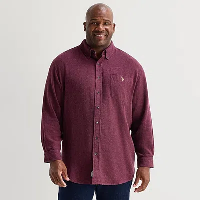 Uspa U.s. Polo Assn. Mens Long Sleeve Regular Fit Embroidered Big And Tall Button-down Shirt In Red