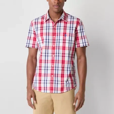 Uspa U.s. Polo Assn. Mens Short Sleeve Classic Fit Stretch Fabric Embroidered Button-down Shirt In White