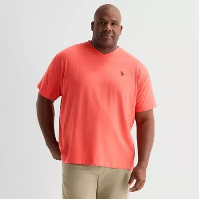 Uspa U.s. Polo Assn. Mens V Neck Short Sleeve Stretch Fabric Big And Tall T-shirt In Orange