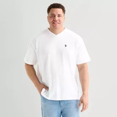 Uspa U.s. Polo Assn. Mens V Neck Short Sleeve Stretch Fabric Big And Tall T-shirt In White