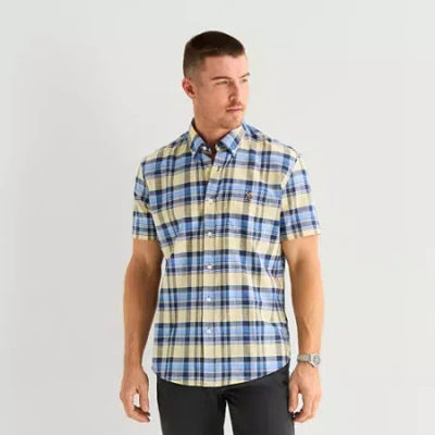 Uspa U.s. Polo Assn. Mens Y Neck Short Sleeve Classic Fit Embroidered Button-down Shirt In Yellow