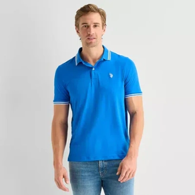 Uspa U.s. Polo Assn. Performance Interlock Mens Classic Fit Short Sleeve Polo Shirt In Blue
