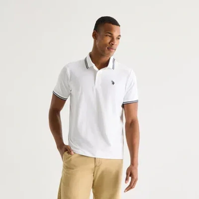 Uspa U.s. Polo Assn. Performance Interlock Mens Classic Fit Short Sleeve Polo Shirt In White