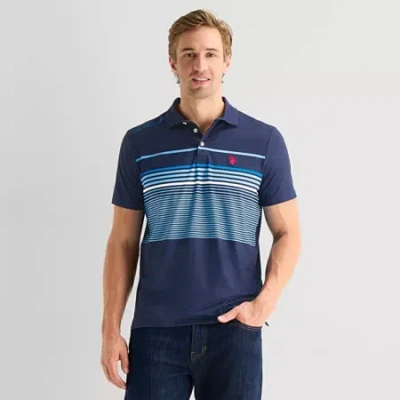 Uspa U.s. Polo Assn. Performance Stripe Mens Classic Fit Short Sleeve Polo Shirt In Blue