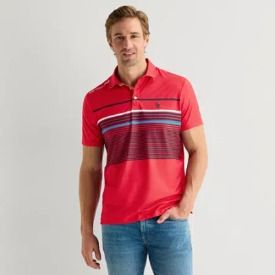 Uspa U.s. Polo Assn. Performance Stripe Mens Classic Fit Short Sleeve Polo Shirt In Red