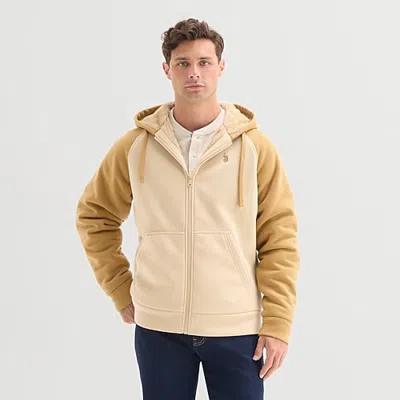 Uspa U.s. Polo Assn. Raglan Sherpa Mens Long Sleeve Embroidered Zipper Hoodie In Beige