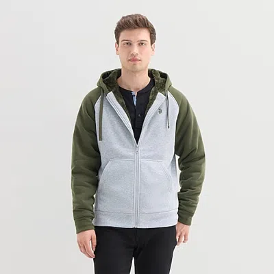 Uspa U.s. Polo Assn. Raglan Sherpa Mens Long Sleeve Embroidered Zipper Hoodie In Gray