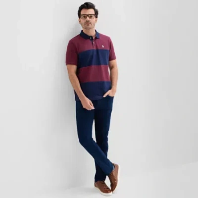 Uspa U.s. Polo Assn. Rugby Mens Classic Fit Short Sleeve Polo Shirt In Red
