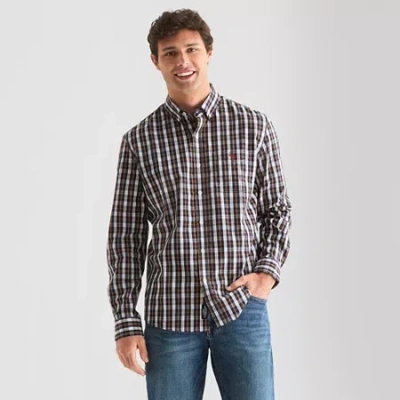 Uspa U.s. Polo Assn. Stretch Poplin Mens Long Sleeve Classic Fit Stretch Fabric Embroidered Button-down S In Brown