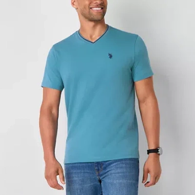 Uspa U.s. Polo Assn. Stretch Tipped Mens V Neck Short Sleeve Stretch Fabric T-shirt In Blue