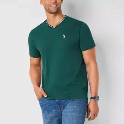 Uspa U.s. Polo Assn. Stretch Tipped Mens V Neck Short Sleeve Stretch Fabric T-shirt In Green