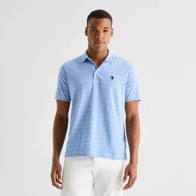 Uspa U.s. Polo Assn. Stripe Jacquard Mens Classic Fit Short Sleeve Polo Shirt In Blue