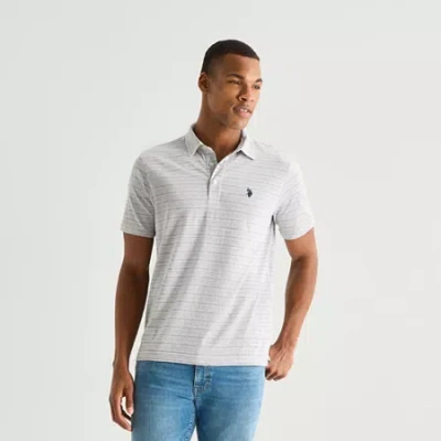 Uspa U.s. Polo Assn. Stripe Jacquard Mens Classic Fit Short Sleeve Polo Shirt In Gray