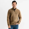 Uspa U.s. Polo Assn. Textured Mens Mock Neck Long Sleeve Quarter-zip Pullover Sweater In Brown