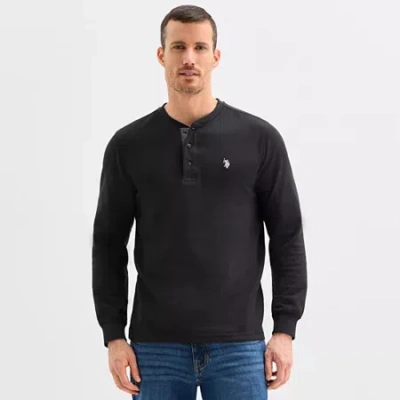 Uspa U.s. Polo Assn. Thermal Mens Long Sleeve Classic Fit Henley Shirt In Black