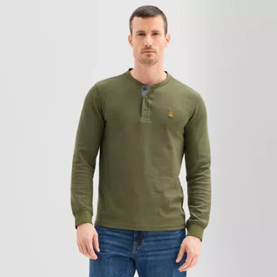 Uspa U.s. Polo Assn. Thermal Mens Long Sleeve Classic Fit Henley Shirt In Green