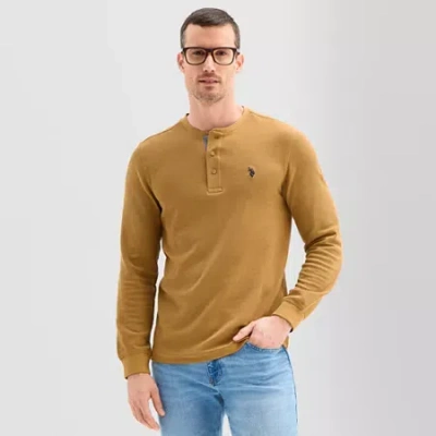 Uspa U.s. Polo Assn. Thermal Mens Long Sleeve Classic Fit Henley Shirt In Sand