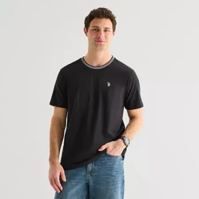 Uspa U.s. Polo Assn. Tipped Stretch Mens Crew Neck Short Sleeve Stretch Fabric T-shirt In Black