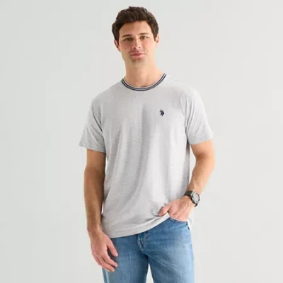 Uspa U.s. Polo Assn. Tipped Stretch Mens Crew Neck Short Sleeve Stretch Fabric T-shirt In Gray