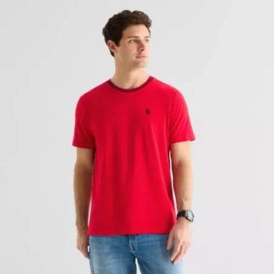 Uspa U.s. Polo Assn. Tipped Stretch Mens Crew Neck Short Sleeve Stretch Fabric T-shirt In Red