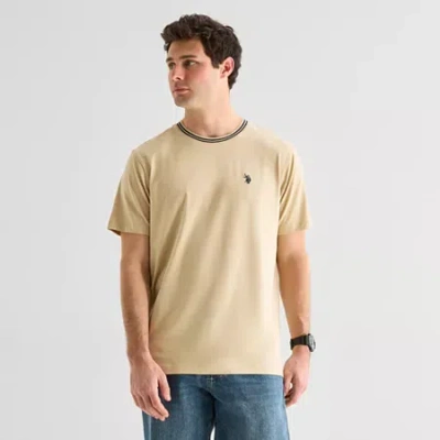 Uspa U.s. Polo Assn. Tipped Stretch Mens Crew Neck Short Sleeve Stretch Fabric T-shirt In Sand