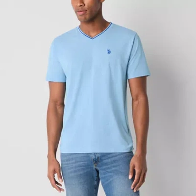 Uspa U.s. Polo Assn. Tipped Stretch Mens V Neck Short Sleeve Stretch Fabric T-shirt In Blue