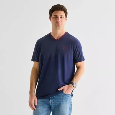 Uspa U.s. Polo Assn. Tipped Stretch Mens V Neck Short Sleeve Stretch Fabric T-shirt In Blue