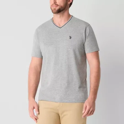 Uspa U.s. Polo Assn. Tipped Stretch Mens V Neck Short Sleeve Stretch Fabric T-shirt In Gray