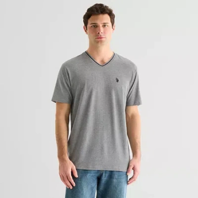 Uspa U.s. Polo Assn. Tipped Stretch Mens V Neck Short Sleeve Stretch Fabric T-shirt In Gray