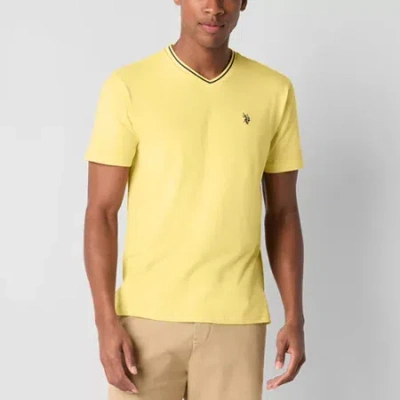 Uspa U.s. Polo Assn. Tipped Stretch Mens V Neck Short Sleeve Stretch Fabric T-shirt In Yellow