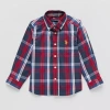 Uspa U.s. Polo Assn. Toddler Boys Long Sleeve Classic Fit Button-down Shirt In Blue
