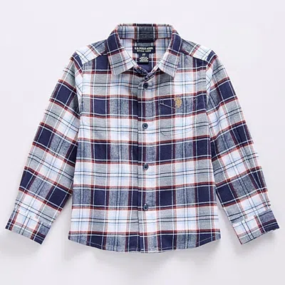 Uspa Babies' U.s. Polo Assn. Toddler Boys Y Neck Long Sleeve Classic Fit Button-down Shirt In Blue