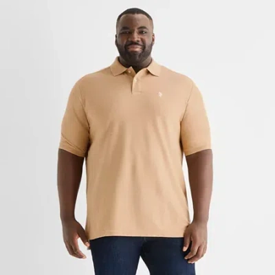 Uspa U.s. Polo Assn. Ultimate Pique Big And Tall Mens Classic Fit Short Sleeve Polo Shirt In Sand