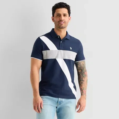 Uspa U.s. Polo Assn. Ultimate Pique Colorblock Mens Classic Fit Short Sleeve Polo Shirt In Blue