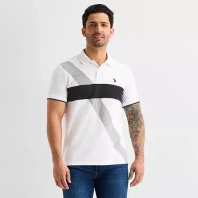 Uspa U.s. Polo Assn. Ultimate Pique Colorblock Mens Classic Fit Short Sleeve Polo Shirt In White