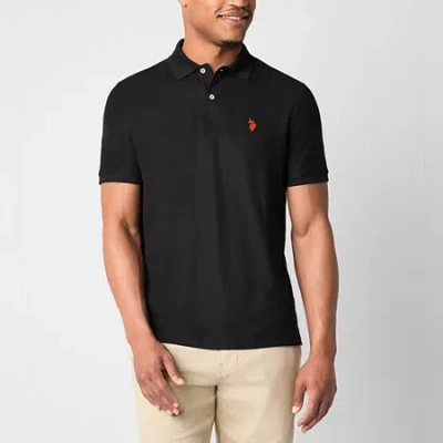 Uspa U.s. Polo Assn. Ultimate Pique Stretch Mens Classic Fit Short Sleeve Polo Shirt In Black