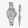 Uspa U.s. Polo Assn. Womens Silver Tone 2-pc. Watch Boxed Set Usc6015jc In Transparent