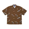 Usual Monster Shirt Brown Men's Short Sleeve Shirt In Brown