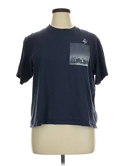 Pre-owned Ut For Uniqlo Short Sleeve Top Blue Crew Neck Tops