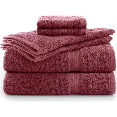 Utica Essentials 6-piece Cotton Bath Towel Set In Soft Red